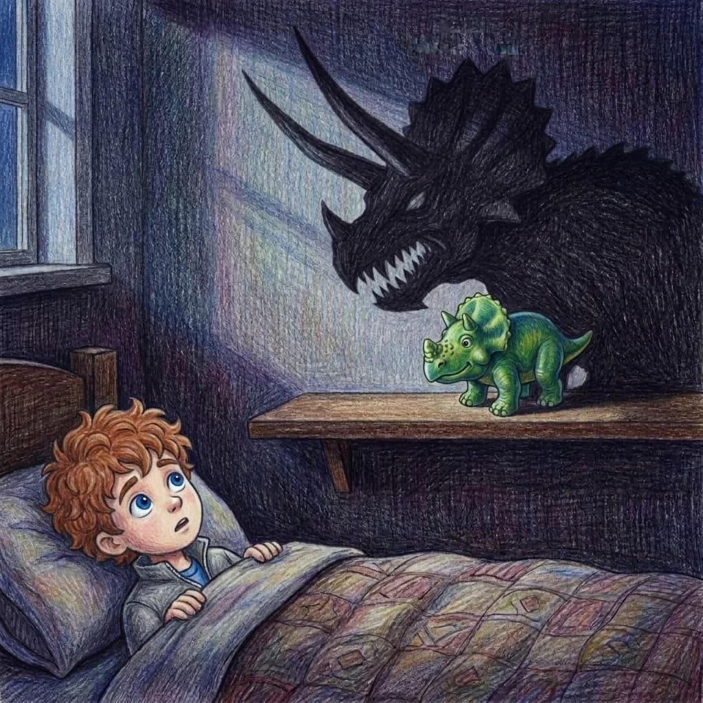 Vorsichtig spähte er über den Deckenrand. An der Wand tanzte ein riesiger Schatten mit zwei spitzen Hörnern. Das musste…